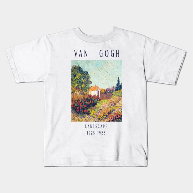 Van Gogh Landscape Painting Kids T-Shirt by thecolddots